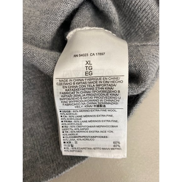 Banana Republic Men's M Quarter-Zip Merino Wool Blend Sweater Gray Pullover - Picture 8 of 14